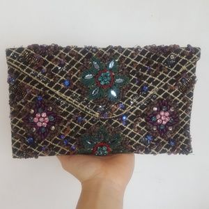 Embroidered clutch